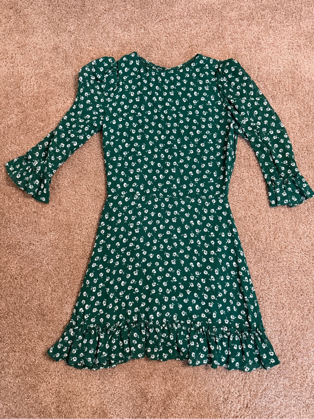 Reformation Dark Green Floral Keyhole Top